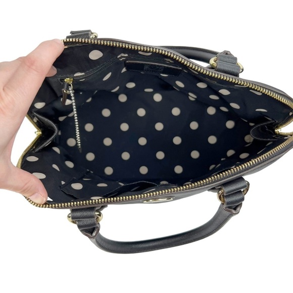 Anne Klein Black Structured Double Handle Dome Satchel Purse Bag - Picture 7 of 12